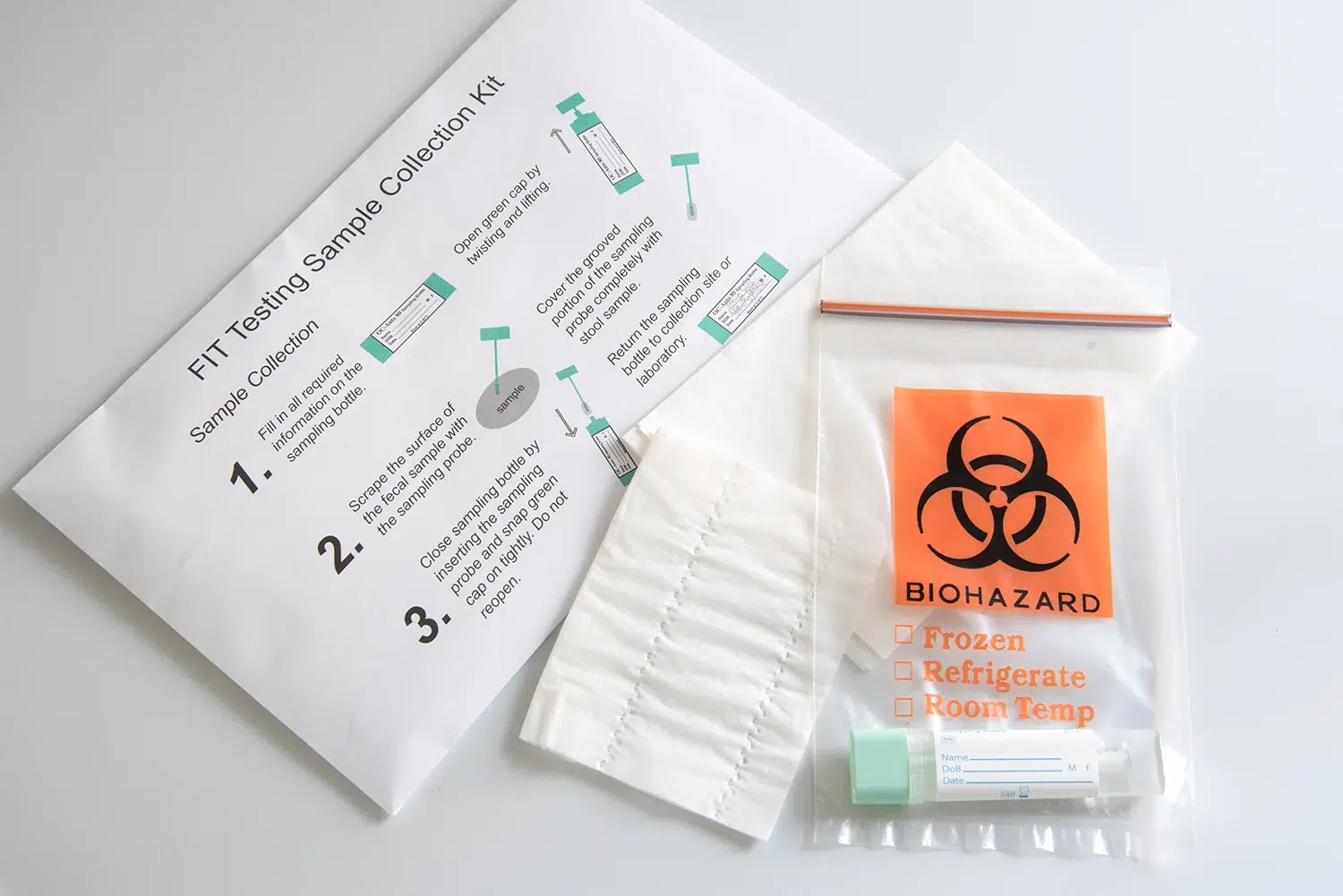 A FIT kit checks for hidden blood in the stool, and a positive result usually leads to a colonoscopy